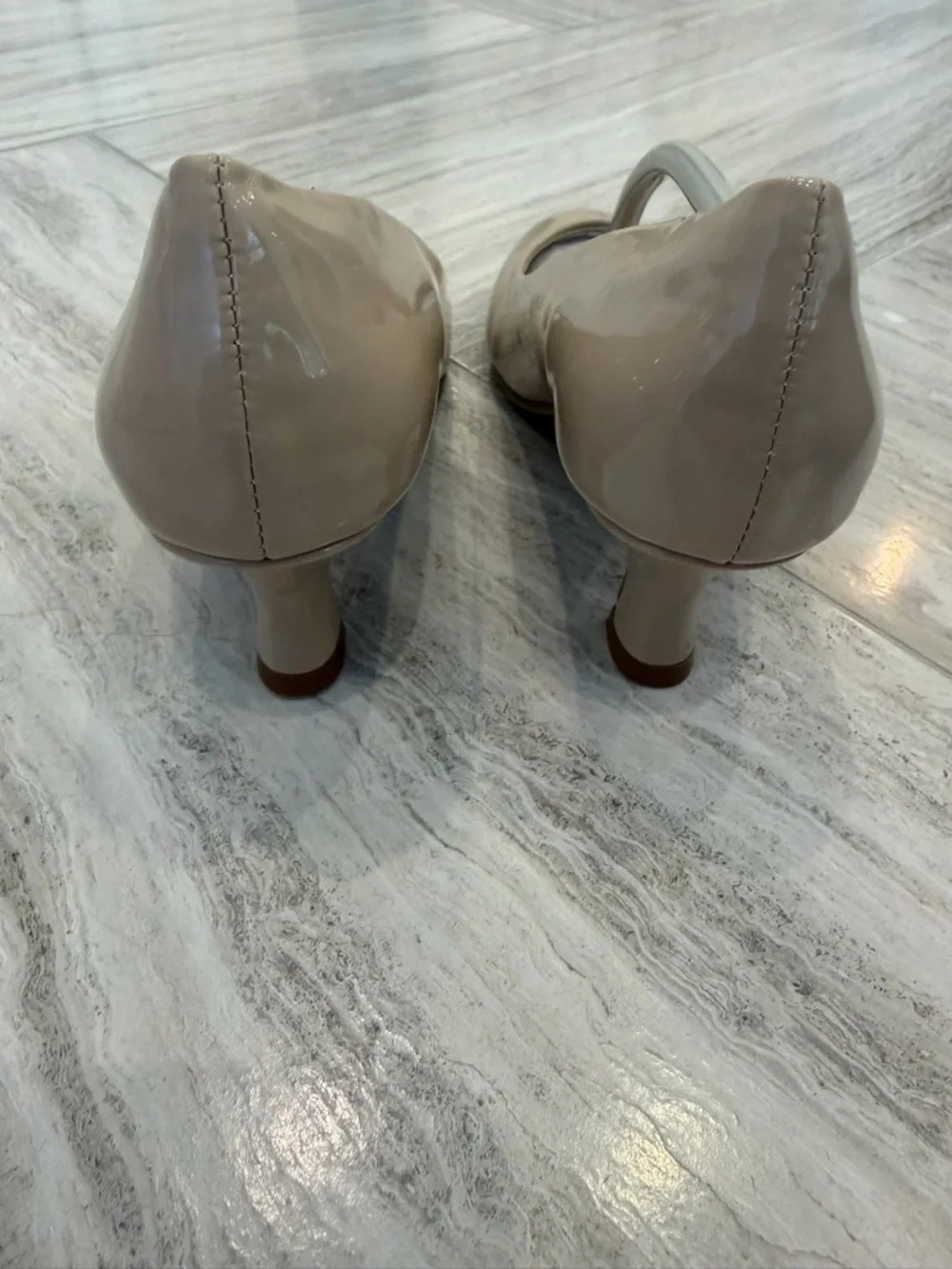 Girls Amiana Nude Patent Little Kid Shoe Heels Size 33